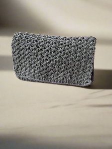 Silver Shimmery Cotton Crochet Clutch | CKKoetter Accessories