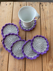 Purple & Gray Crochet Round Coasters | CKKoetter Accessories
