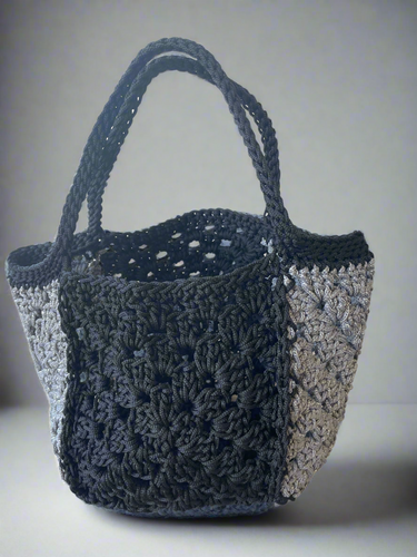 Black and silver granny squares bag