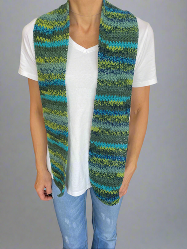 Green blue crochet winter scarf CKKoetter Accessories