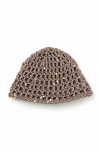 Load image into Gallery viewer, Brown crochet hat with sequins on a white background

