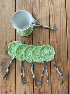 Pistachio Round Crochet Coasters Lycra Tassel | CKKoetter Accessories