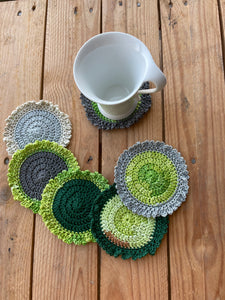 Cotton Crochet Coasters Green Gray - Handmade Home Decor | CKKoetter Accessories
