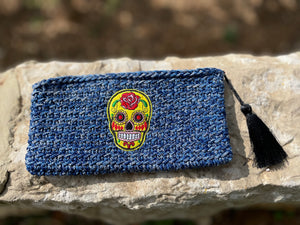 Handmade Crochet Wallet with Skull Badge & Tassel - CKKoetter Accessories