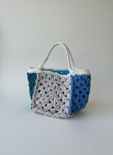 Load image into Gallery viewer, Crocheted Bag Blue and gray shades 
