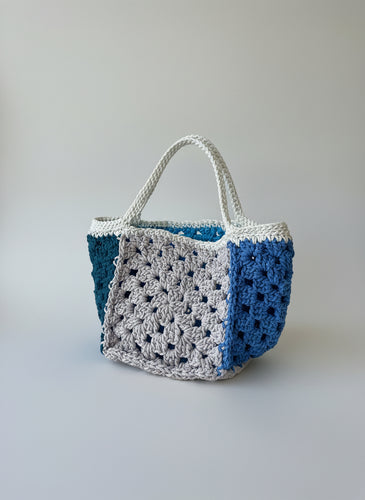 Crocheted Bag Blue and gray shades 