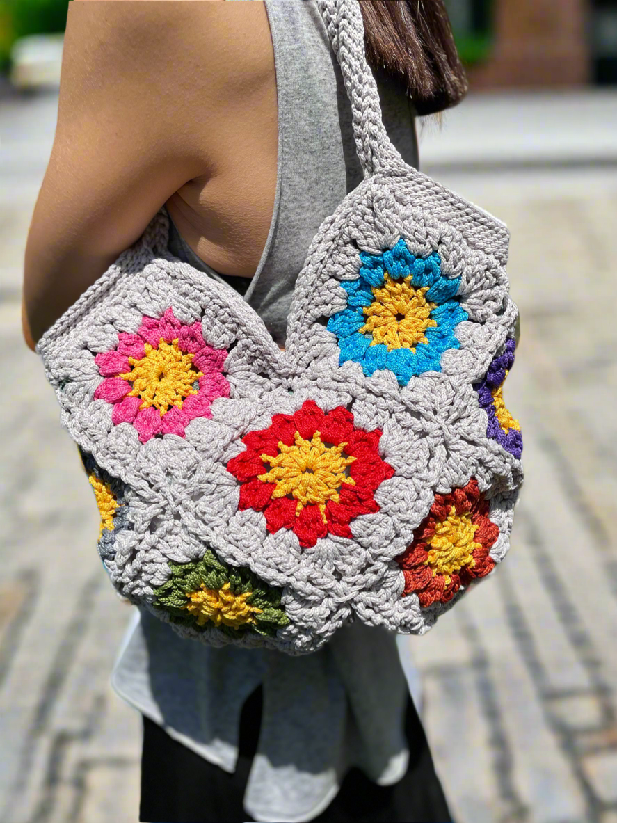 Colourful granny squares polyester bag CKKoetter Accessoried