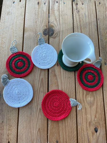 Christmas Tree ornaments crochet coasters for drinks