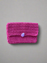 Load image into Gallery viewer, pink crochet pouch lila ladybug button
