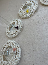 Load image into Gallery viewer, Off White Crochet Wine Glass Coasters with Tassel - CKKoetter Accessories
