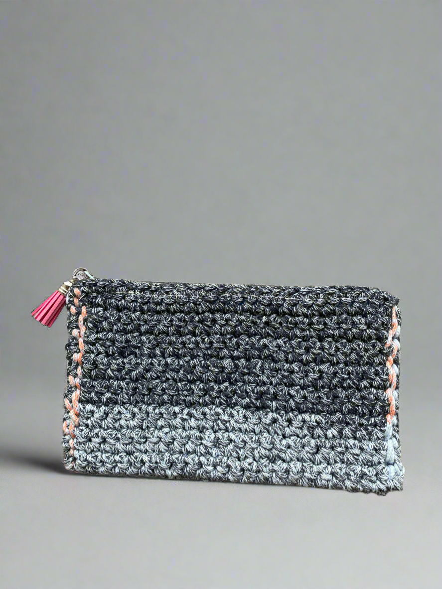 Cotton Gray Blue Wallet Tassel | CKKoetter Accessories