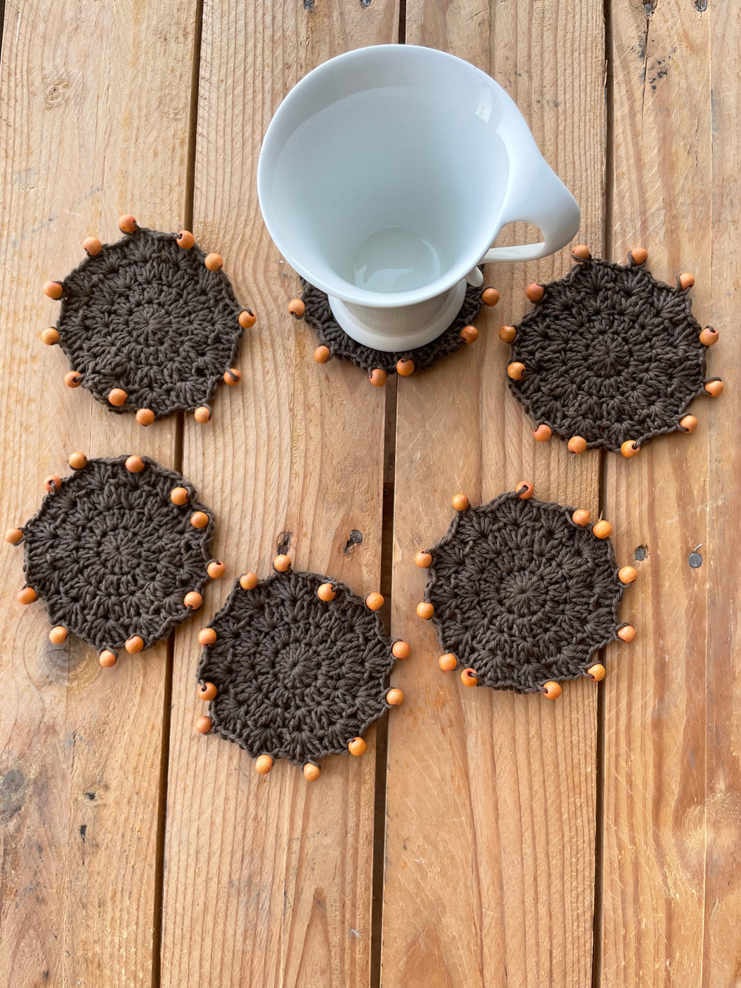 Round Brown Coasters Orange Beads | CKKoetter Accessories