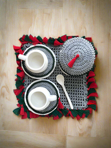 Christmas  Coffee Set with crochet coasters, tray cover and sugar container cover | CKKOETTER Accessories
