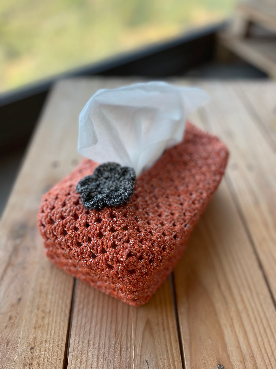 Orange Metallic Silver Crochet Tissue | CKKoetter Accessories