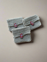 Load image into Gallery viewer, beige crochet kids wallet santa plastic button
