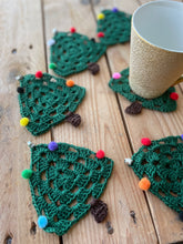 Load image into Gallery viewer, Handmade Christmas Tree Coasters - Cotton Crochet Pompom | CKKoetter Accessories
