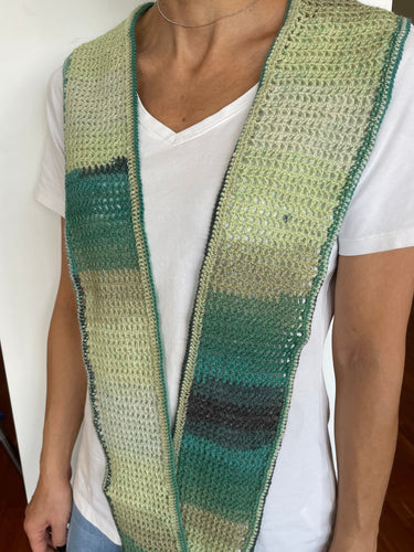 Green Crochet Winter Scarf 