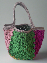 Load image into Gallery viewer, Handmade Granny Squares Bag - Green Pink Mustard Taupe Purple
