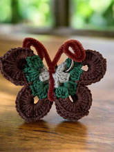 Load image into Gallery viewer, Handmade Crochet Butterfly Bag Charm -Gray Brown Green - CKKoetter Accessories
