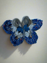 Load image into Gallery viewer, Handmade Crochet Butterfly Bag Charm - Blue Silver - CKKoetter Accessories
