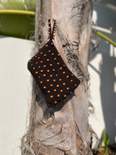 Load image into Gallery viewer, Brown woven pouch with orange beads 
