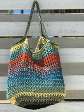 Load image into Gallery viewer, Cotton Beach Bag, Net Crochet Bag, Multicoloured summer bag
