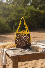Load image into Gallery viewer, 2 colours yellow and brown crochet bag 
