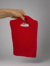 Load image into Gallery viewer, Red polyester crochet bag with handles 
