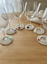 Load image into Gallery viewer, set of 6 crochet off-white wine glass coasters

