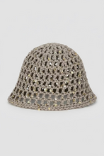 Load image into Gallery viewer, Taupe Crochet Hat with sequins on a white background
