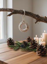 Load image into Gallery viewer, Beige Crochet Ornament Tree Charm Lifestyle - No Tag
