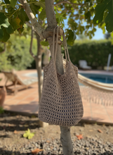 Load image into Gallery viewer, Beige Polyester Net Crochet Summer Bag Lifestyle - Handmade Beach Tote | CKKoetter
