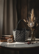 Load image into Gallery viewer, Black Silver Granny Squares Bag Lifestyle
