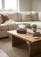 Load image into Gallery viewer, Brown beige tissue box cover in living room
