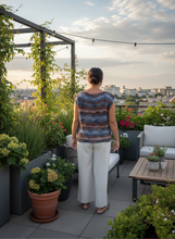 Load image into Gallery viewer, Brown Blue Sleeveless Crochet Top Lifestyle - Handmade Summer Fashion | CKKoetter
