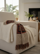 Load image into Gallery viewer, Colorful Winter Crochet Granny Squares Scarf Fringes Lifestyle - Handmade | CKKoetter
