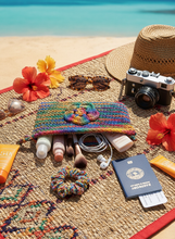 Load image into Gallery viewer, Crochet pouch as travel organizer on holiday
