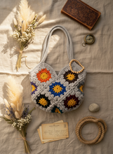 Load image into Gallery viewer, Granny Squares Crochet Bag Lifestyle Back
