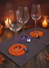 Load image into Gallery viewer, Halloween wine coasters with enhanced background
