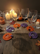 Load image into Gallery viewer, Halloween wine coasters with enhanced background
