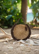 Load image into Gallery viewer, Lifestyle background for Brown &amp; Beige Crochet Raffia Summer Bag
