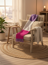Load image into Gallery viewer, Lifestyle scene with colorful knitted winter scarf
