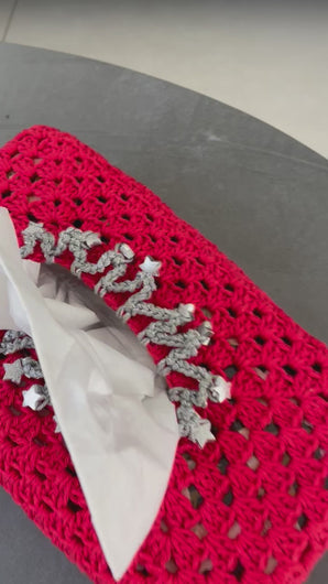 Red Crochet Tissue Box cover 