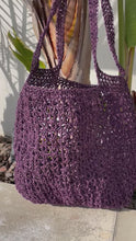 Load and play video in Gallery viewer, Purple Raffia Crochet Bag | Handmade Shopper Tote | CKKoetter Accessories
