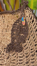 Load and play video in Gallery viewer, Beige and brown beach bag with a fish and a flipflop

