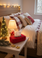 Load image into Gallery viewer, Red Christmas tissue box cover in bedroom
