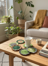 Load image into Gallery viewer, Round Cotton Crochet Coasters in Living Room
