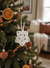 Load image into Gallery viewer, White crochet star Christmas tree decoration lifestyle image
