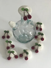 Load image into Gallery viewer, Crocheted off white water jug lid with cherries 
