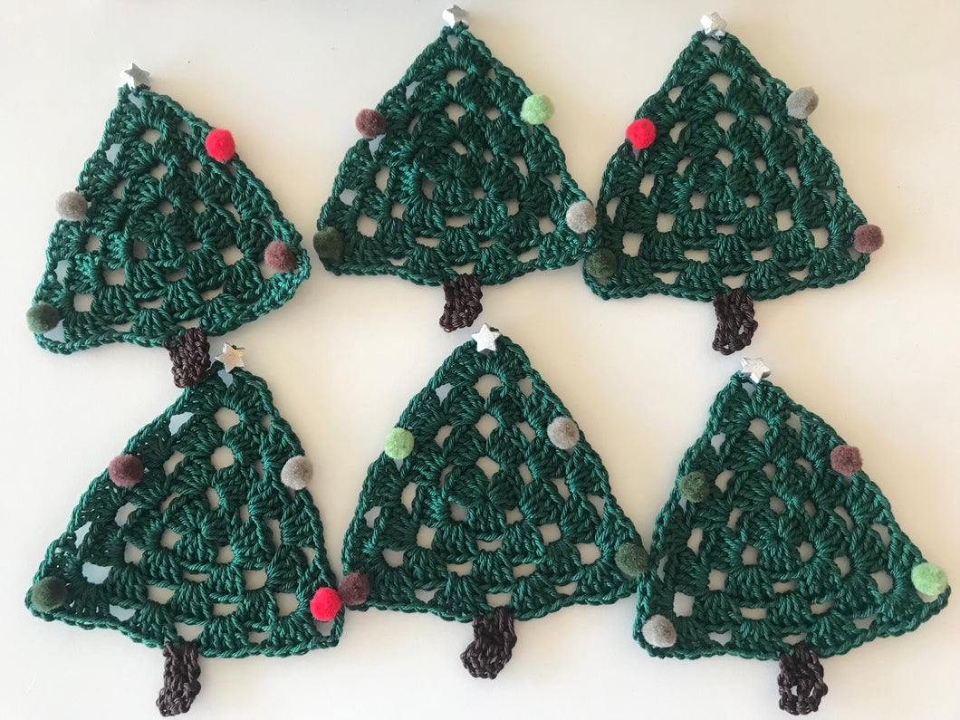 Crochet Christmas Tree Coasters 